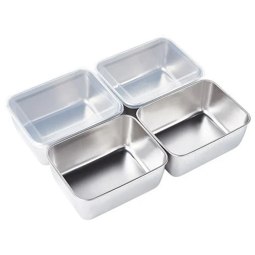 Square Plate made of Stainless Steel (With Lid)