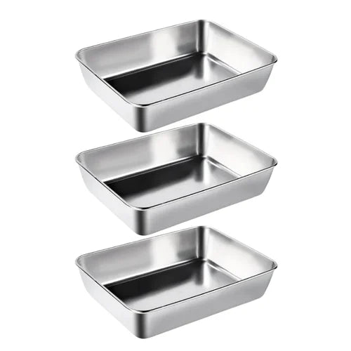 Square Plate made of Stainless Steel (With Lid)