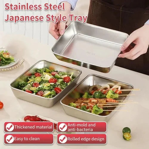 Square Plate made of Stainless Steel (With Lid)