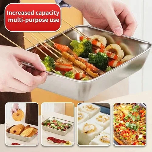 Square Plate made of Stainless Steel (With Lid)