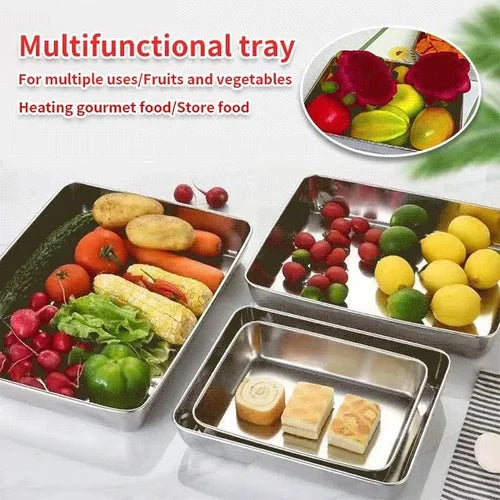 Square Plate made of Stainless Steel (With Lid)