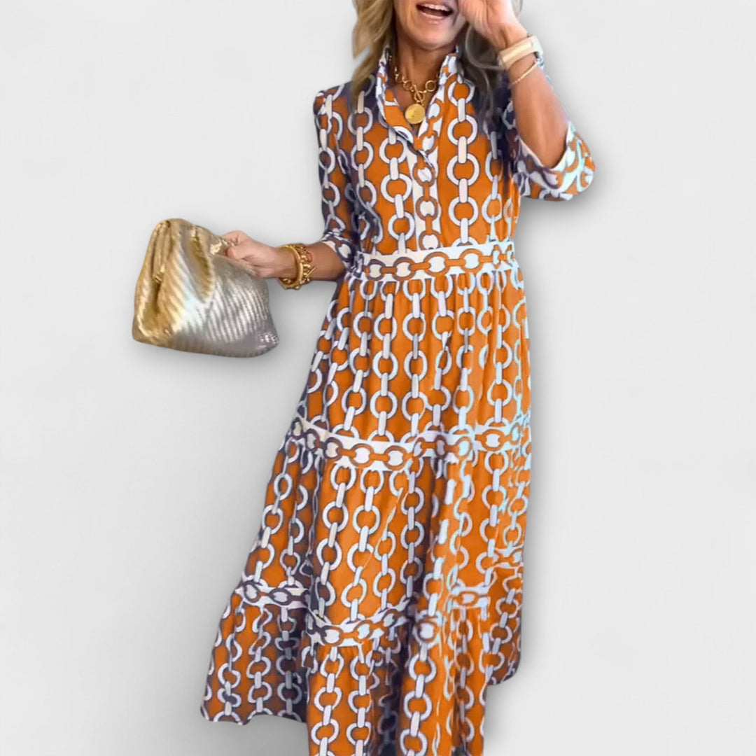 Stavroula - Midi Dress with Chain Pattern