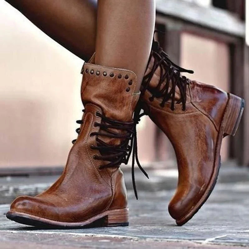 Stefanie – Lace-Up Boots Made of Leather
