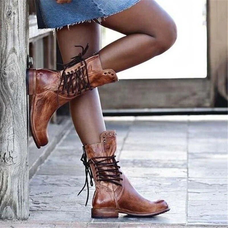 Stefanie – Lace-Up Boots Made of Leather