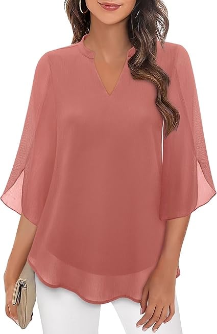 Styliani – Chiffon Blouse with V-Neck