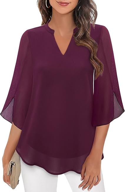 Styliani – Chiffon Blouse with V-Neck