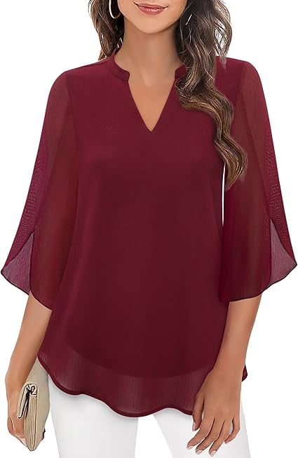 Styliani – Chiffon Blouse with V-Neck