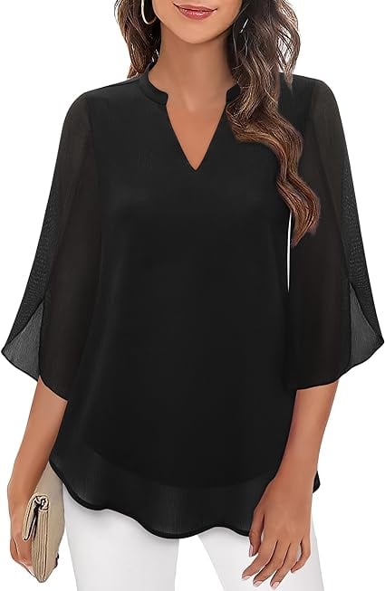 Styliani – Chiffon Blouse with V-Neck