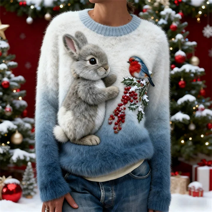 Suzette – Plush Sweater with Christmas Bunny
