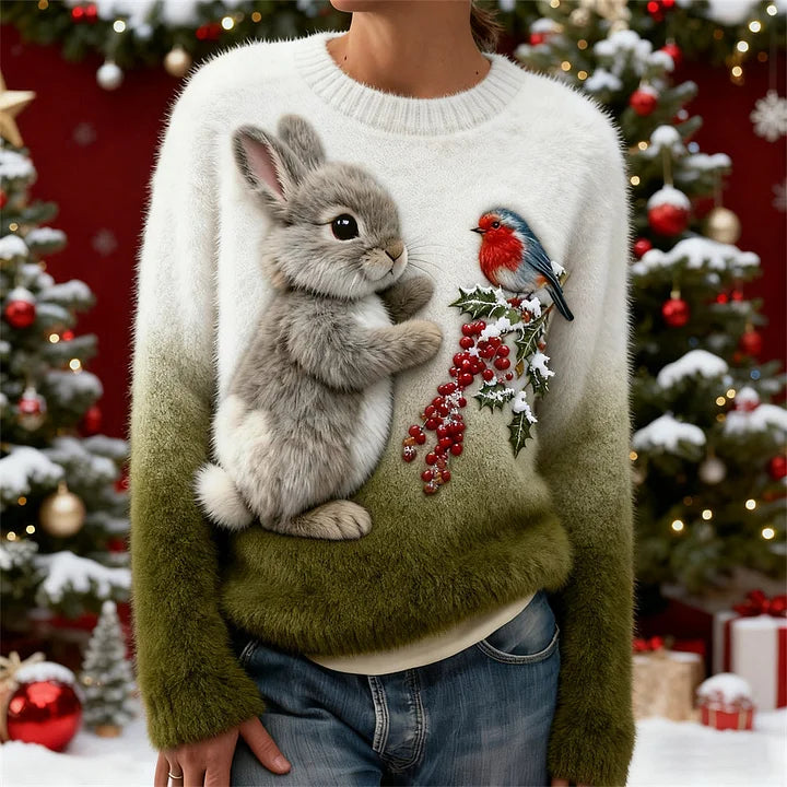 Suzette – Plush Sweater with Christmas Bunny