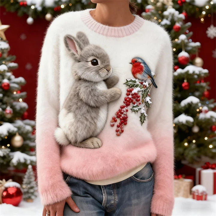 Suzette – Plush Sweater with Christmas Bunny