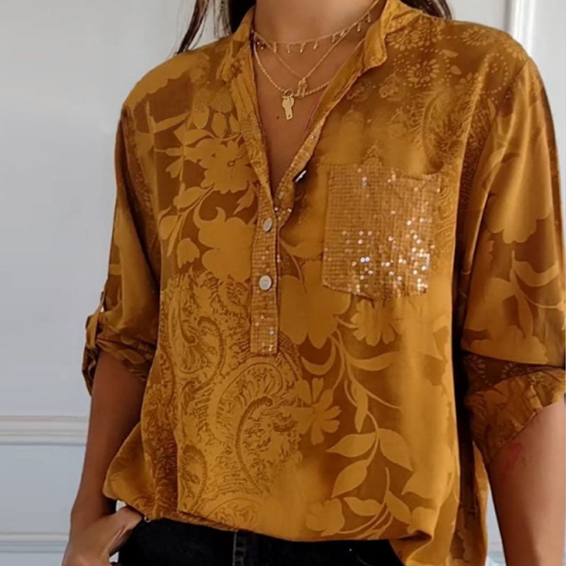 Sylke - Printed Top with Half Buttons