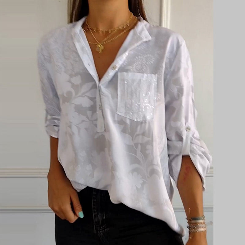 Sylke - Printed Top with Half Buttons