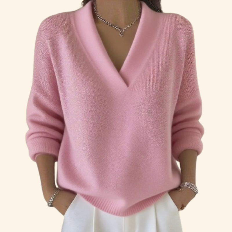 Taleena – Pullover with V-Neck and Long Sleeves