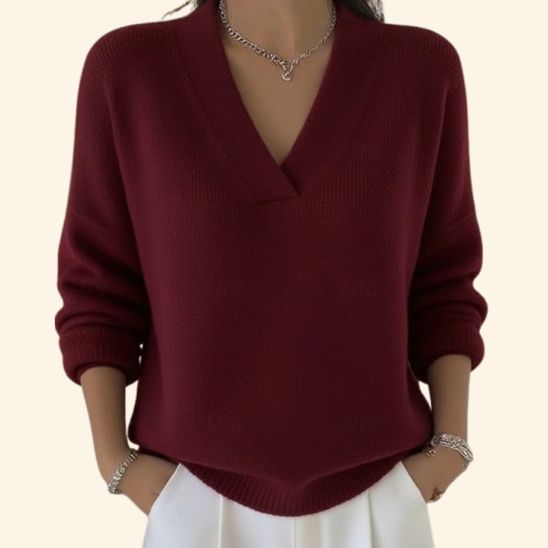 Taleena – Pullover with V-Neck and Long Sleeves