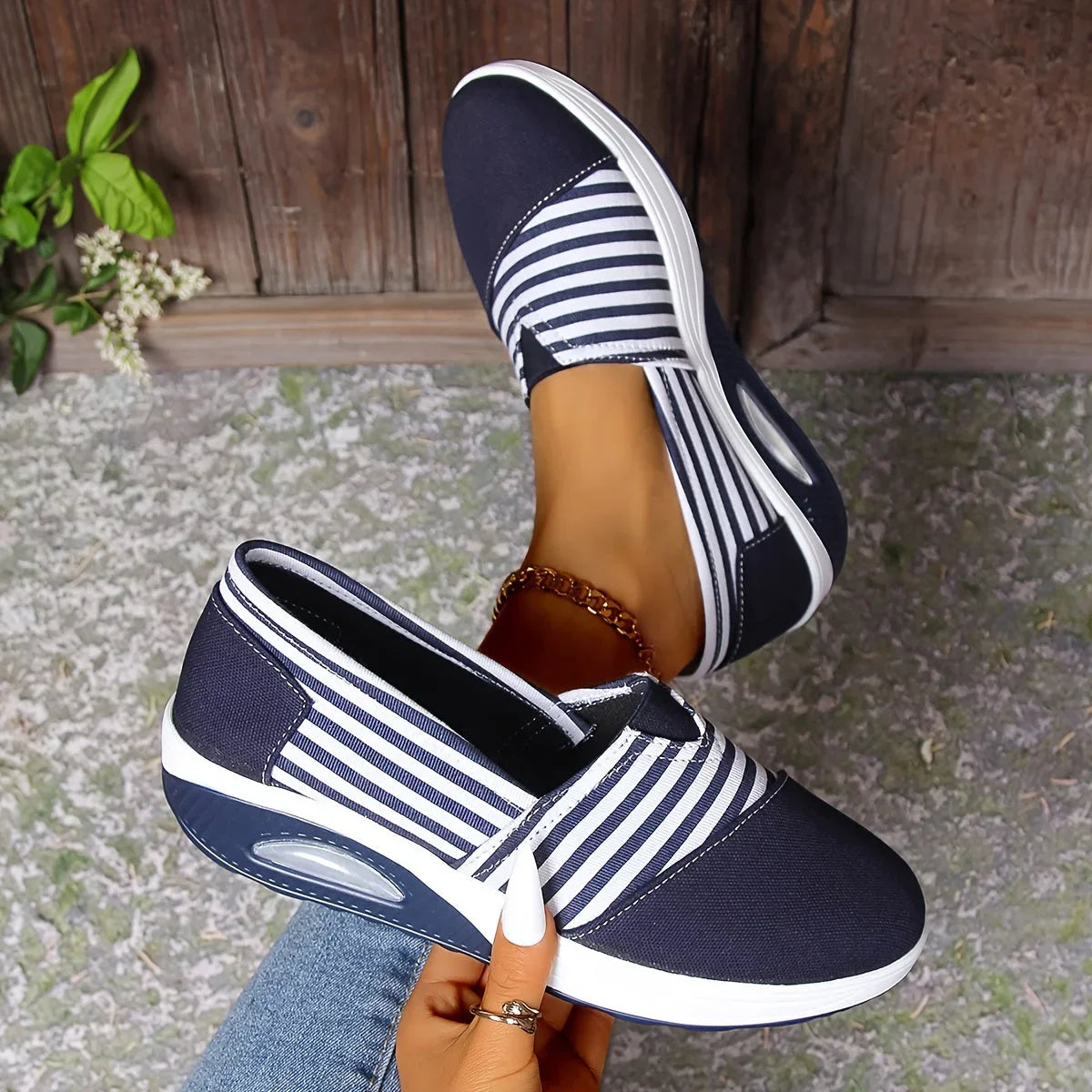 Tasha - Comfortable Orthopedic Slip-On Sneakers with Stripes