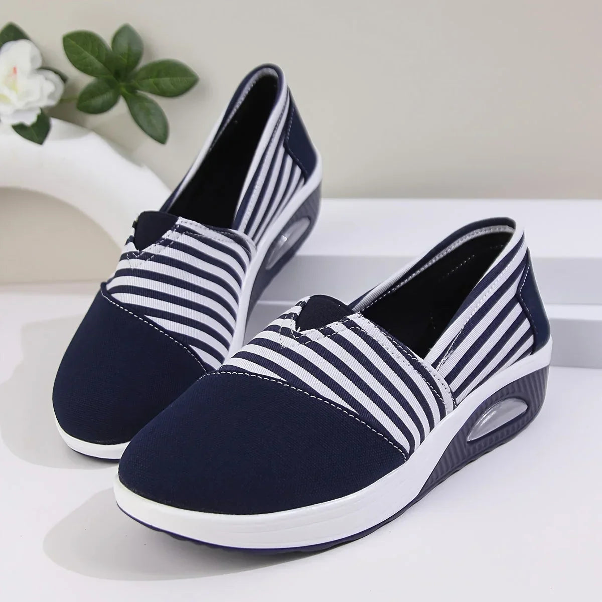 Tasha - Comfortable Orthopedic Slip-On Sneakers with Stripes