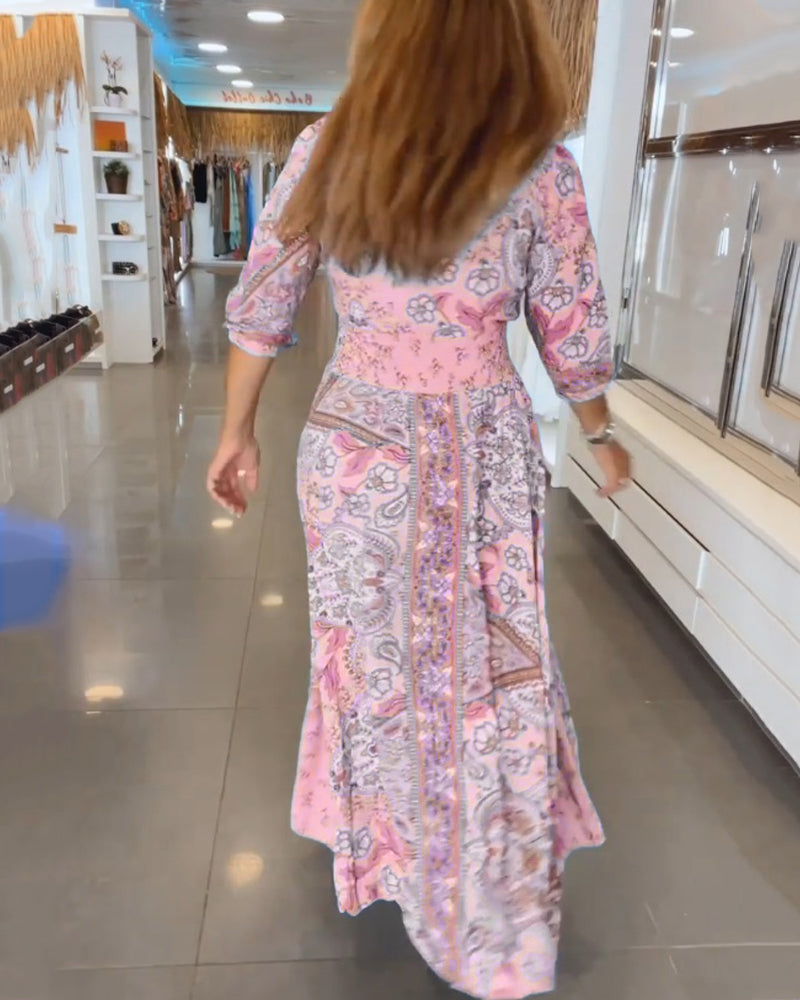 Taylor - Dress with 3/4 Sleeves and V-Neck