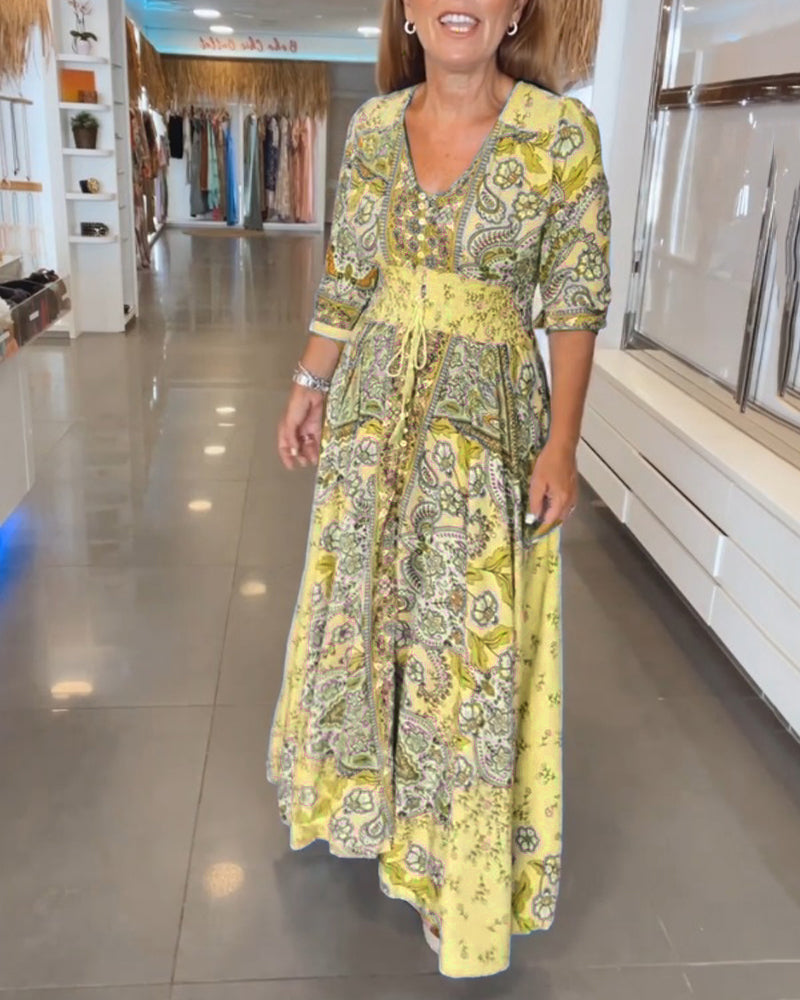 Taylor - Dress with 3/4 Sleeves and V-Neck