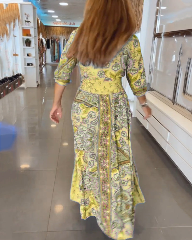Taylor - Dress with 3/4 Sleeves and V-Neck