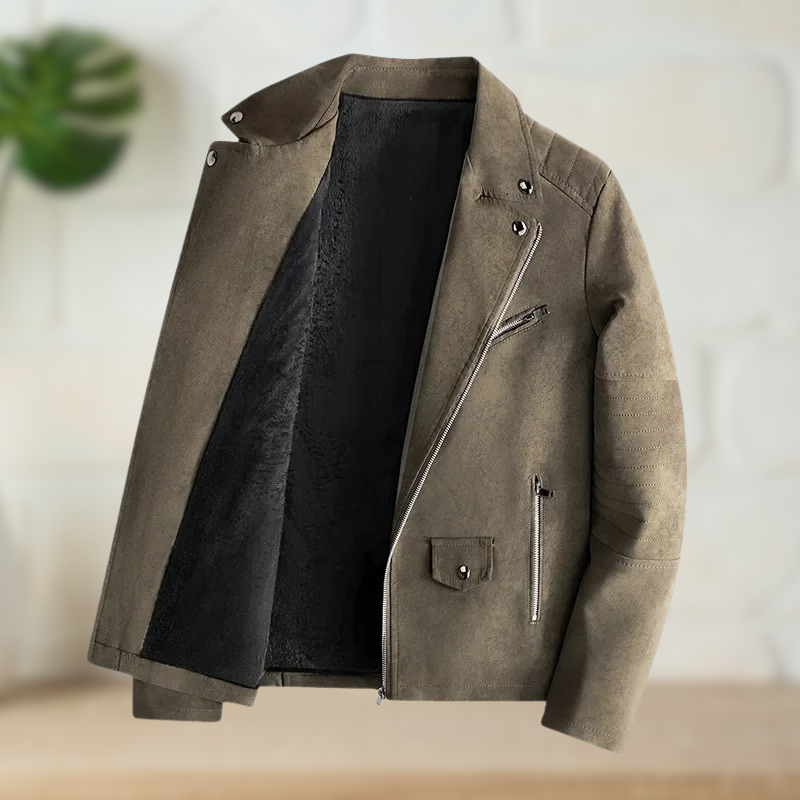 Theo – Leren jas met fleece voering