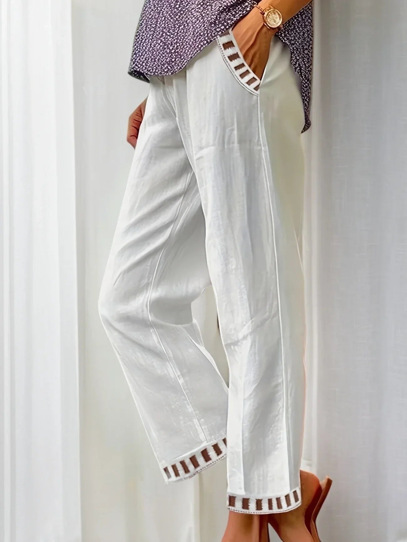 Tracey - Pantalon court à bordure contrastante