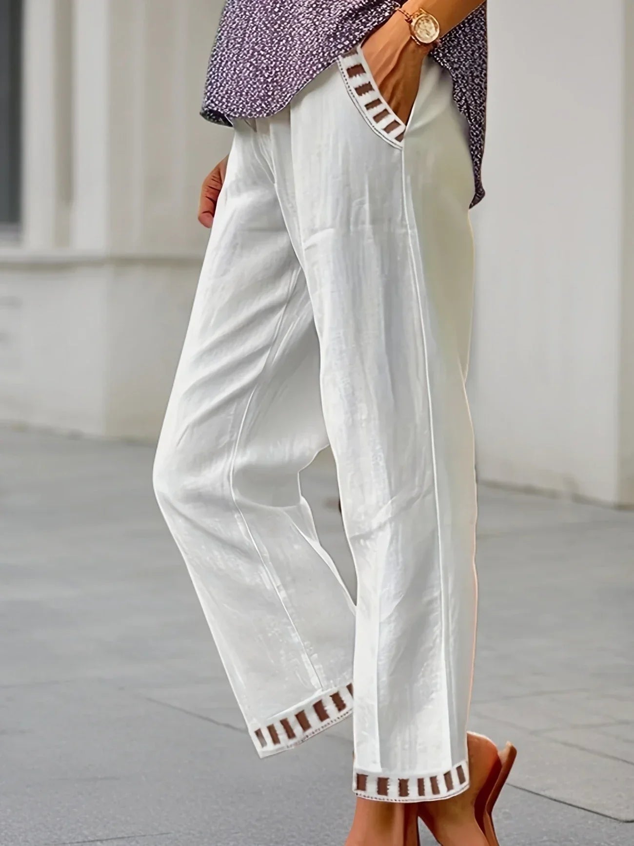 Tracey - Pantalon court à bordure contrastante