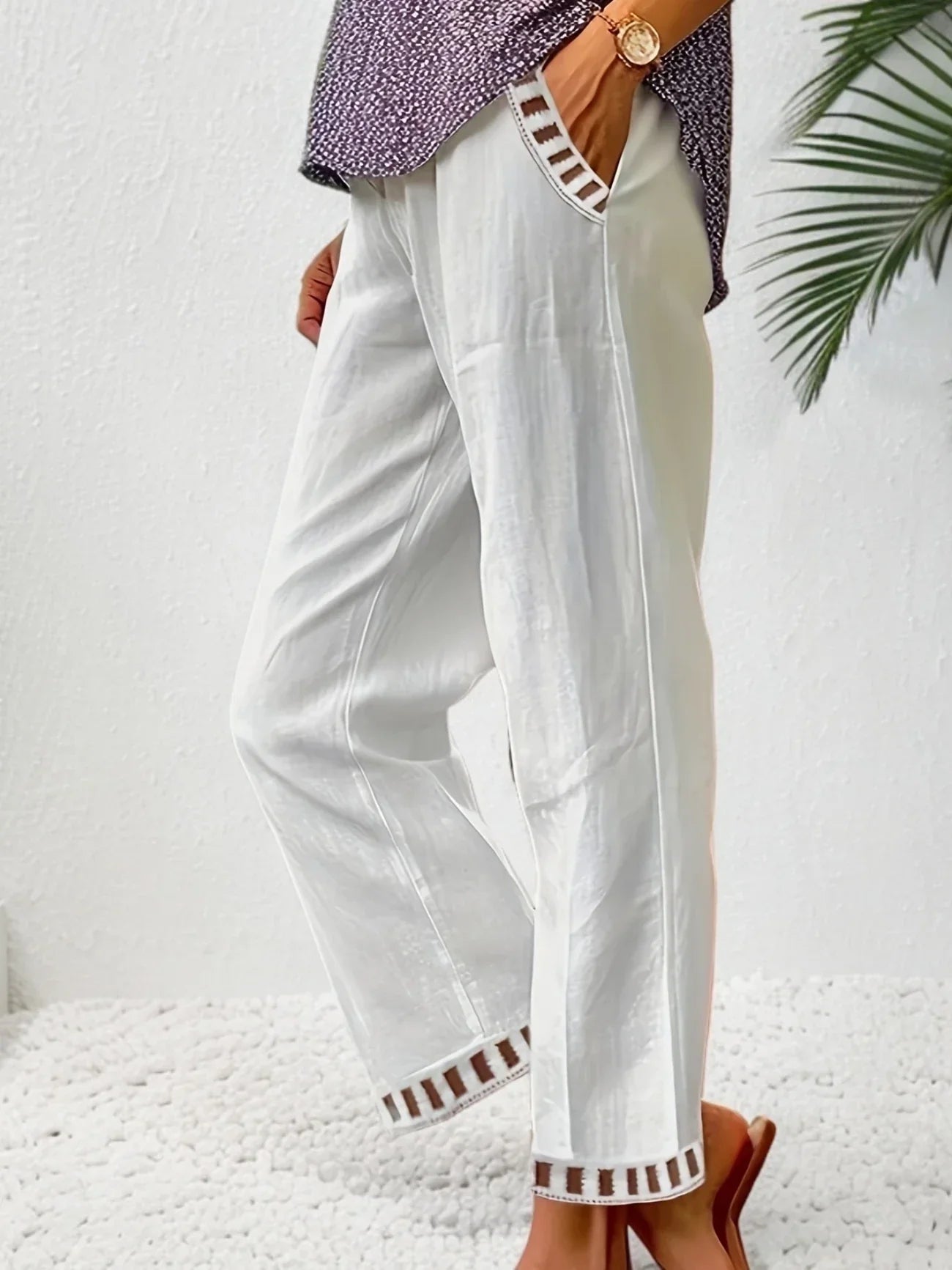 Tracey - Pantalon court à bordure contrastante