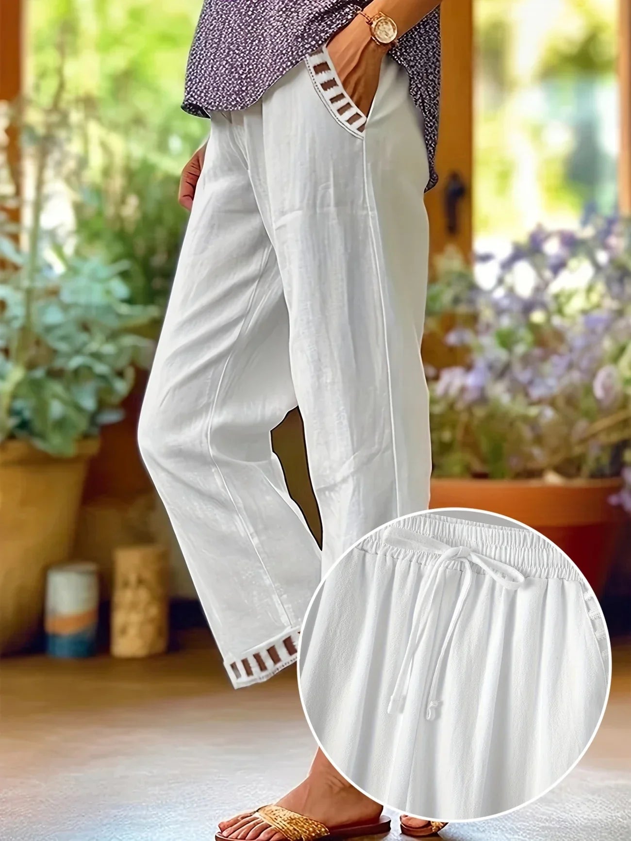 Tracey - Pantalon court à bordure contrastante