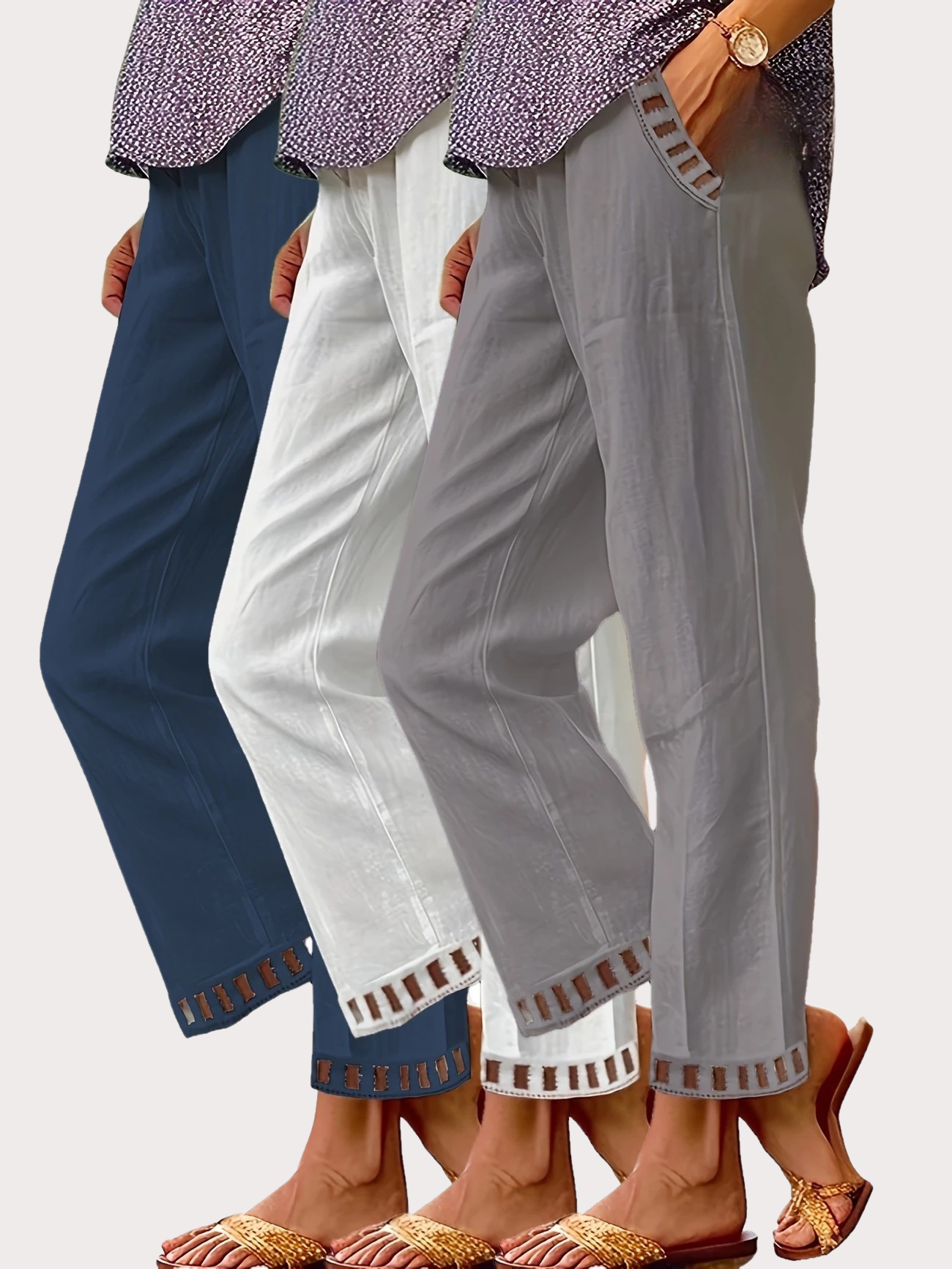 Tracey - Pantalon court à bordure contrastante