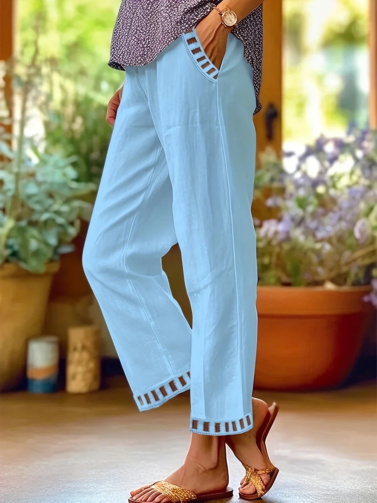Tracey - Pantalon court à bordure contrastante