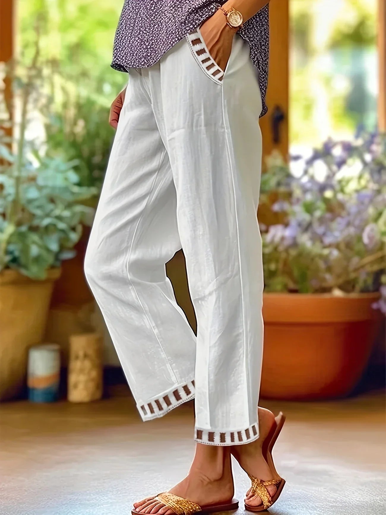 Tracey - Pantalon court à bordure contrastante
