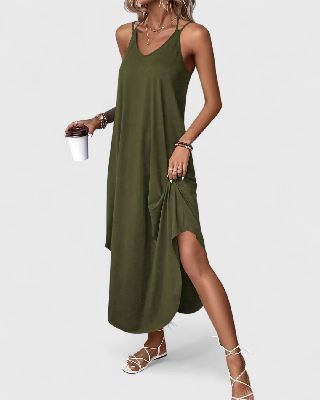 Tracie – Long Dress with Loose V-Neck