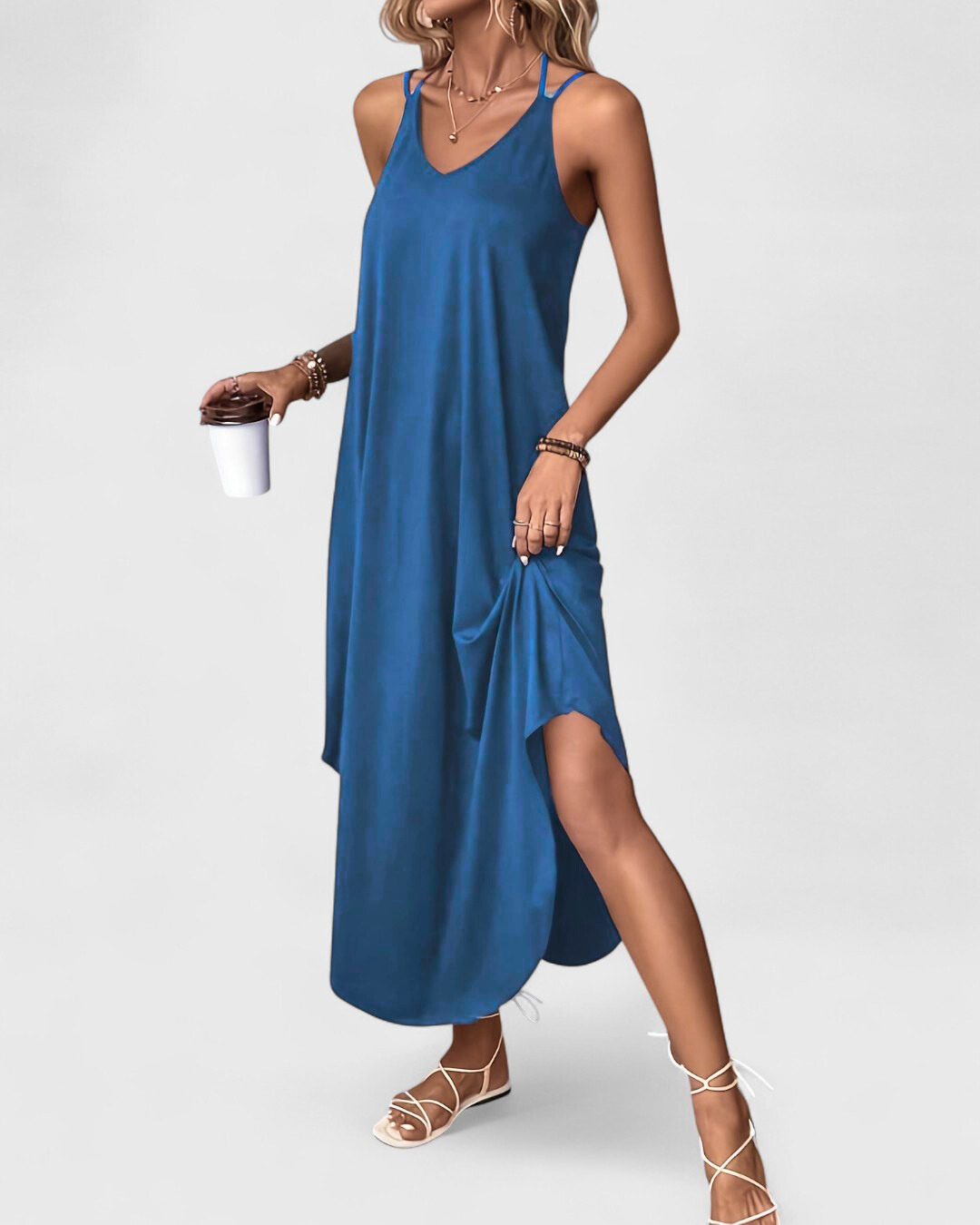 Tracie – Long Dress with Loose V-Neck