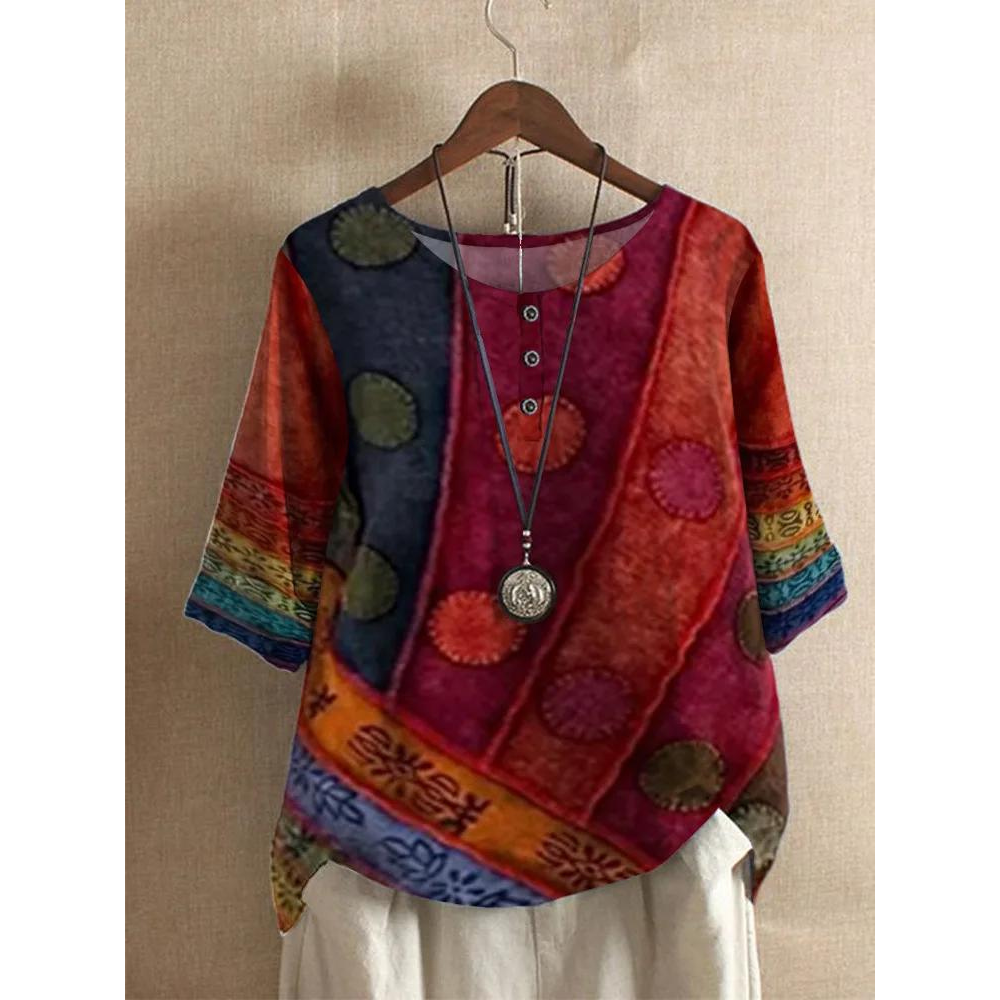 Valarie - Comfortable Colorful Shirt with Half Sleeves