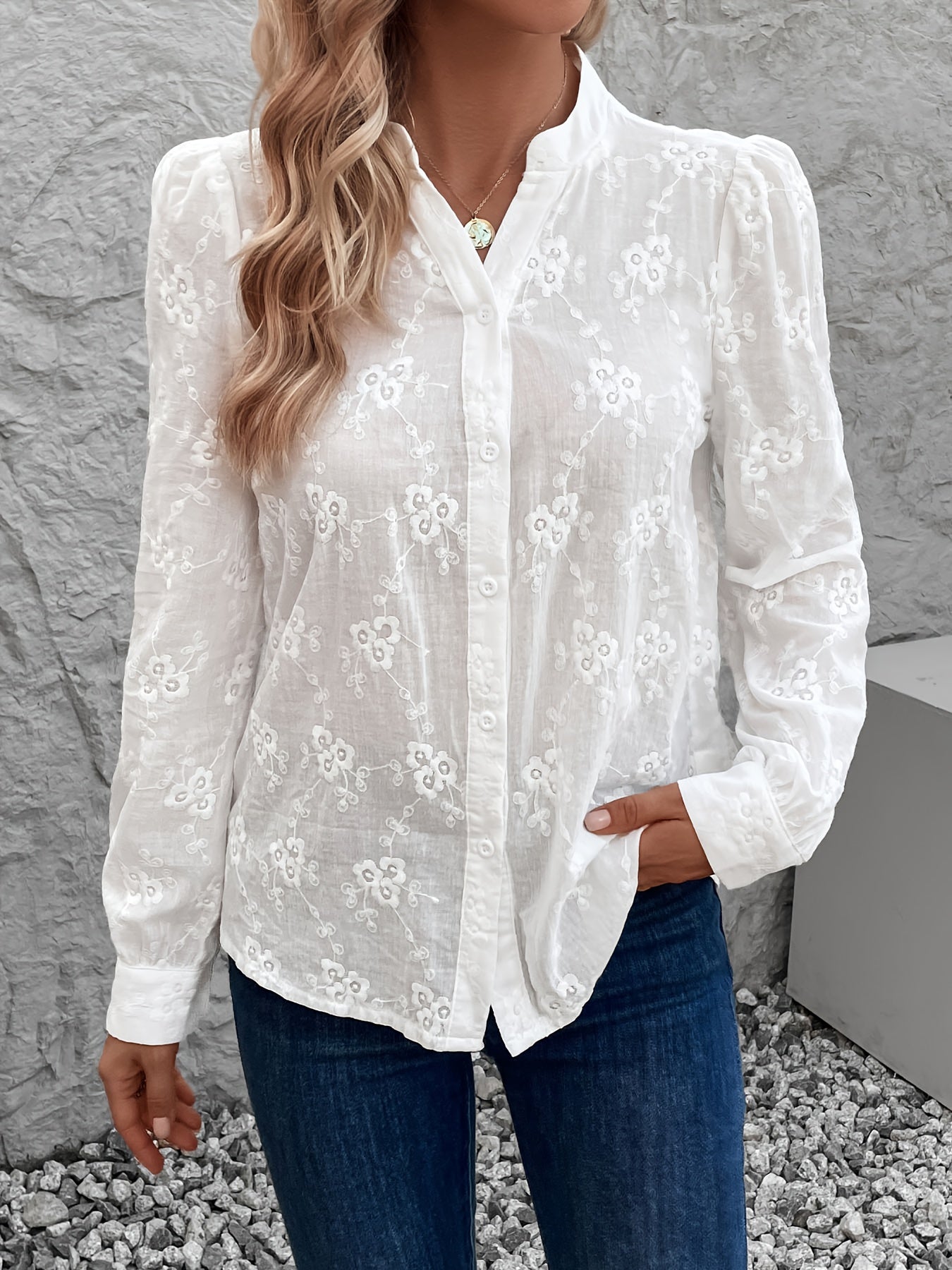 Verilou - Long Sleeve Shirt with Embroidery
