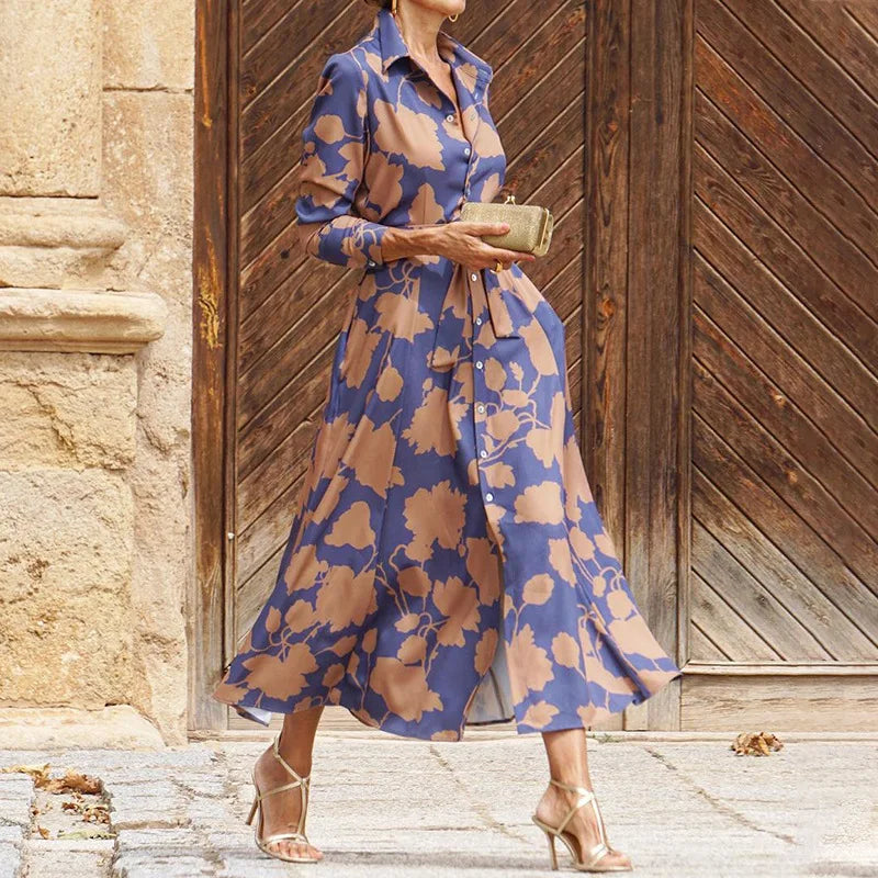 Verina – Elegant Long Dress with V-Neck