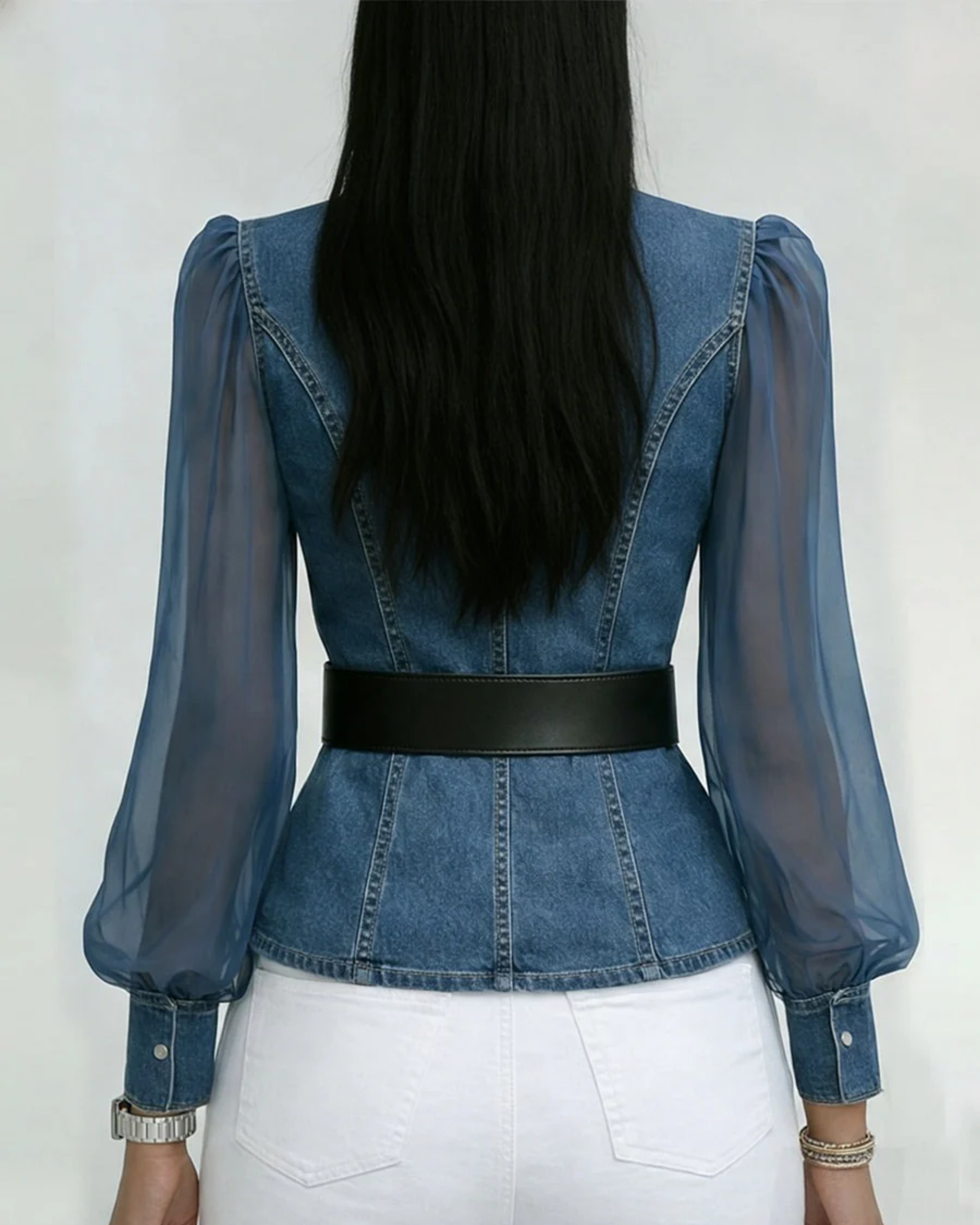 Vessa – Jeans Top with Flared Sleeves