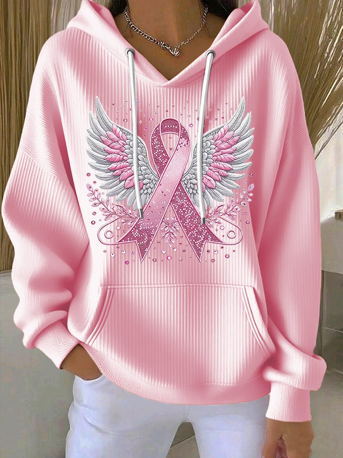 Vittorina – Casual Hoodie with Ribbon Wing Prints