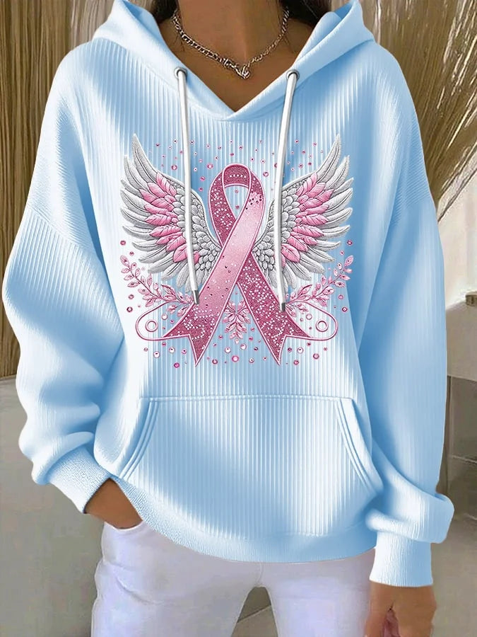 Vittorina – Casual Hoodie with Ribbon Wing Prints