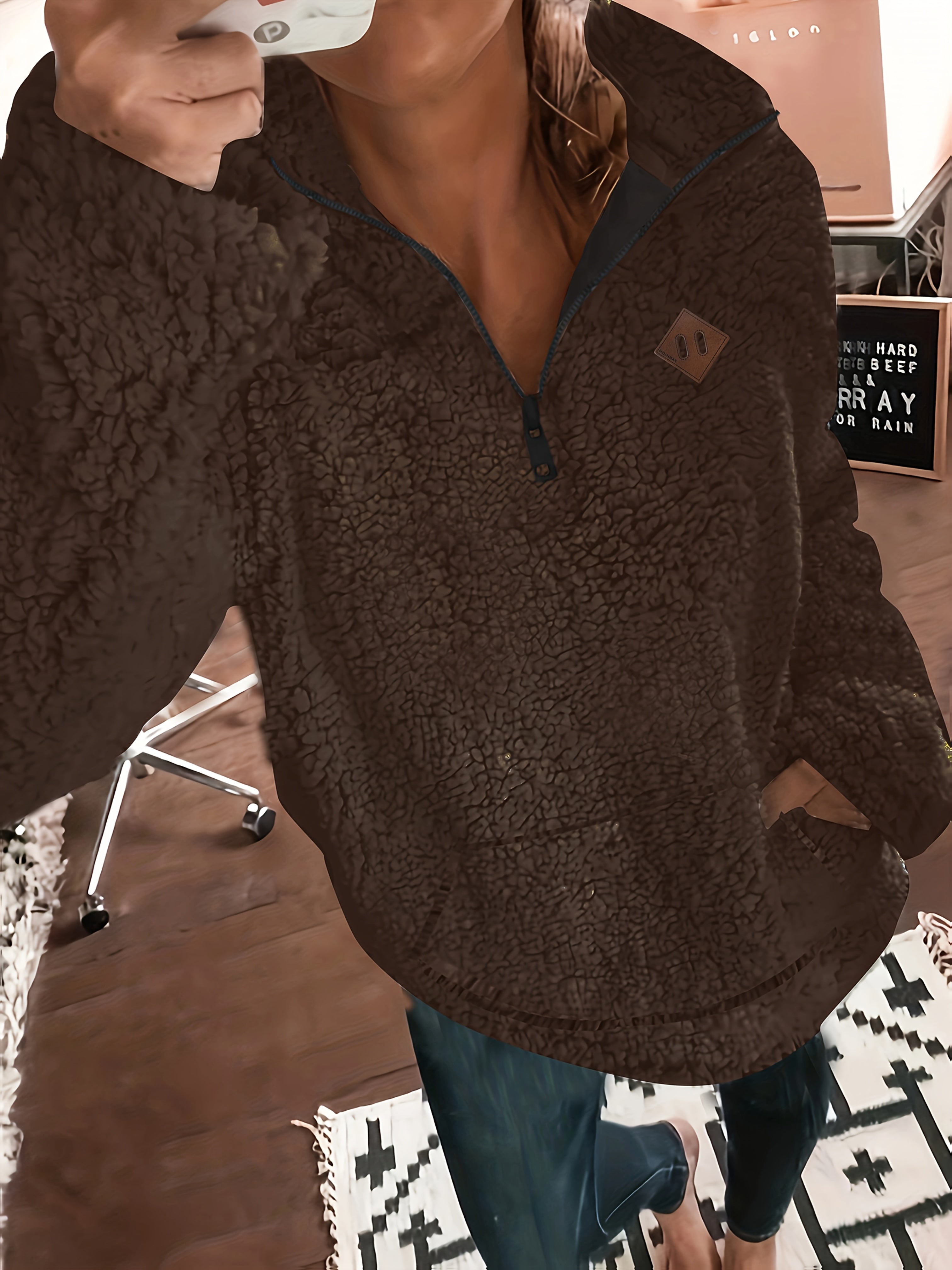 Willemien – Sweat-shirt polaire à manches longues avec fermeture éclair