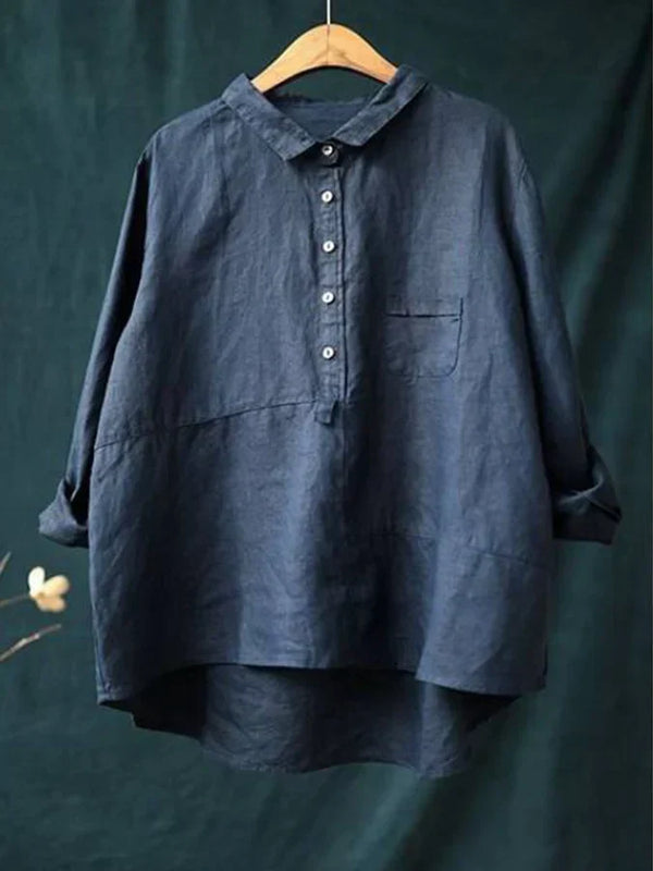 Winona – Shirt met Lange Mouwen, Voorzak en Knopen