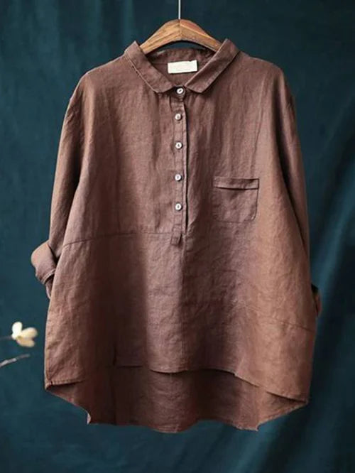 Winona – Shirt met Lange Mouwen, Voorzak en Knopen