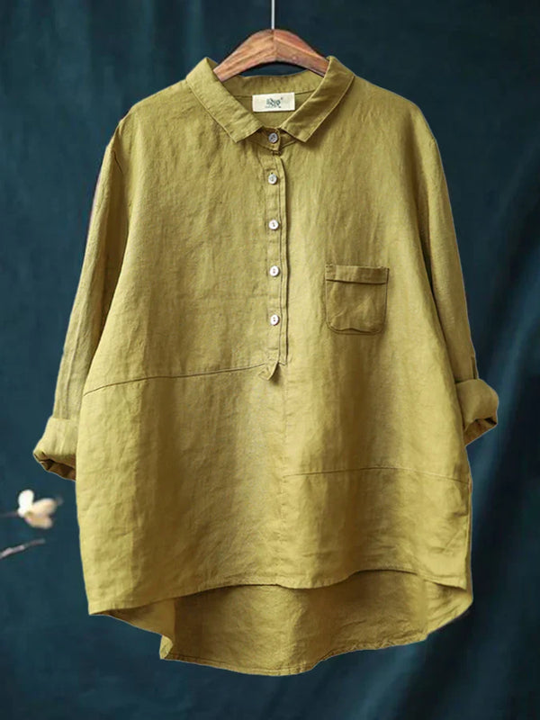 Winona – Shirt met Lange Mouwen, Voorzak en Knopen