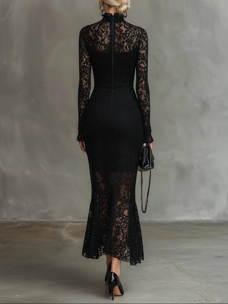 Yalissa – Long Sleeve Maxi Dress in Lace