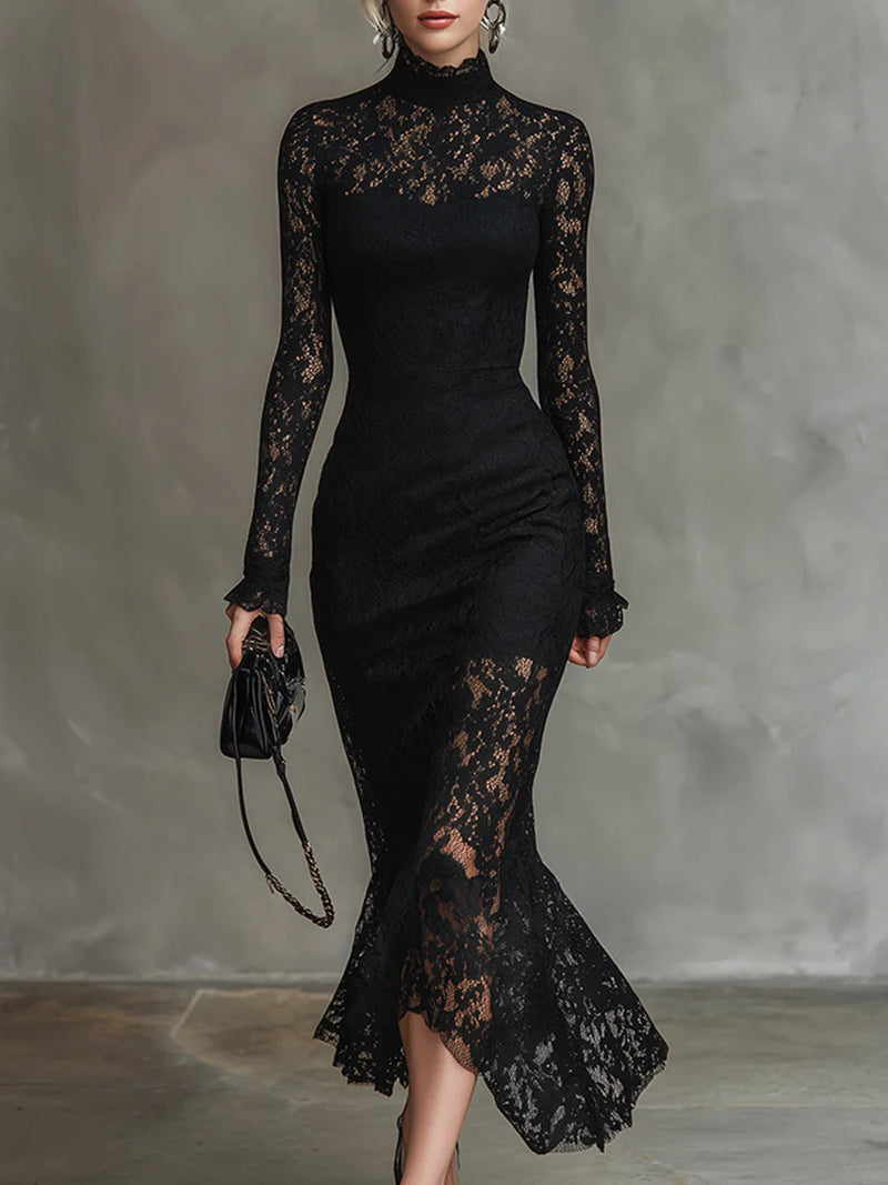 Yalissa – Long Sleeve Maxi Dress in Lace
