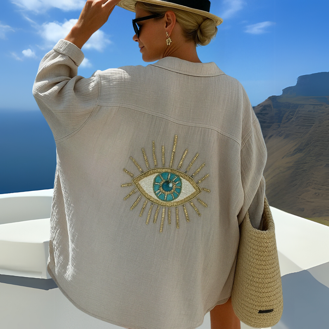 Yamila – Casual blouse met oogprints