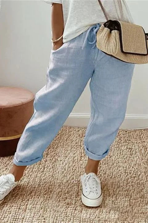 Yaron - Pantalon solide avec poches obliques et cordon de serrage à la taille
