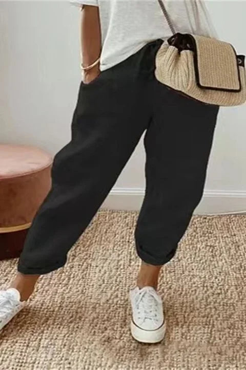 Yaron - Pantalon solide avec poches obliques et cordon de serrage à la taille