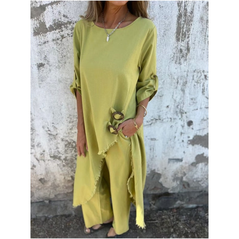 Yeliz – Elegant Cotton and Linen Two-Piece Set